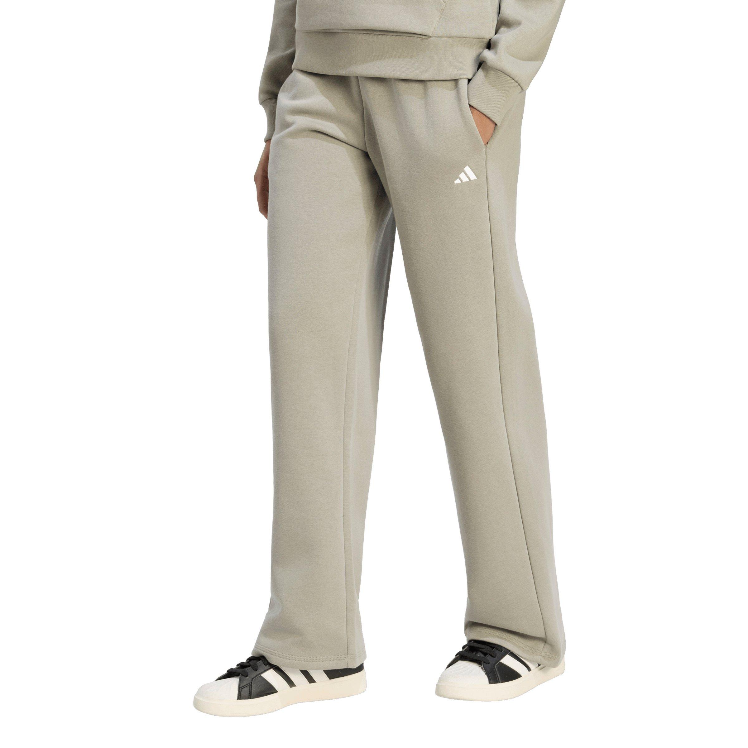 adidas Women's Essentials Small Logo Feel Cozy Open-Hem Pants - Silver Pebble - SILVER PEBBLE